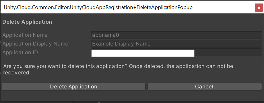 Deleting the application