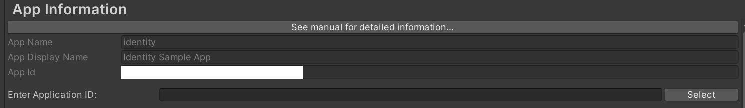 Entering the application identifier in Project Settings