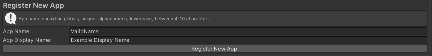 Registering an application