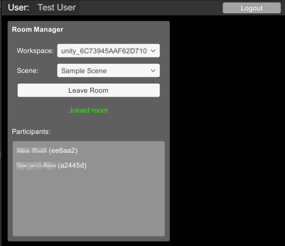 Screenshot of a joined room