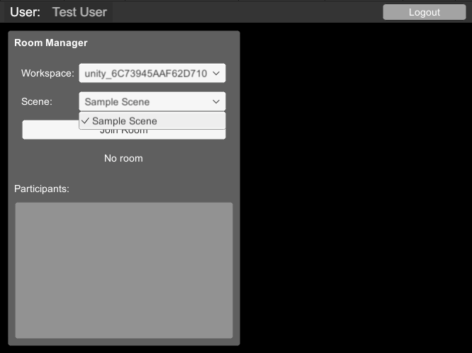 Screenshot of selecting a room