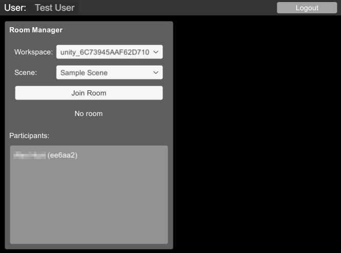 Screenshot of a room participant
