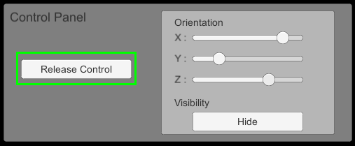 Screenshot with release control button