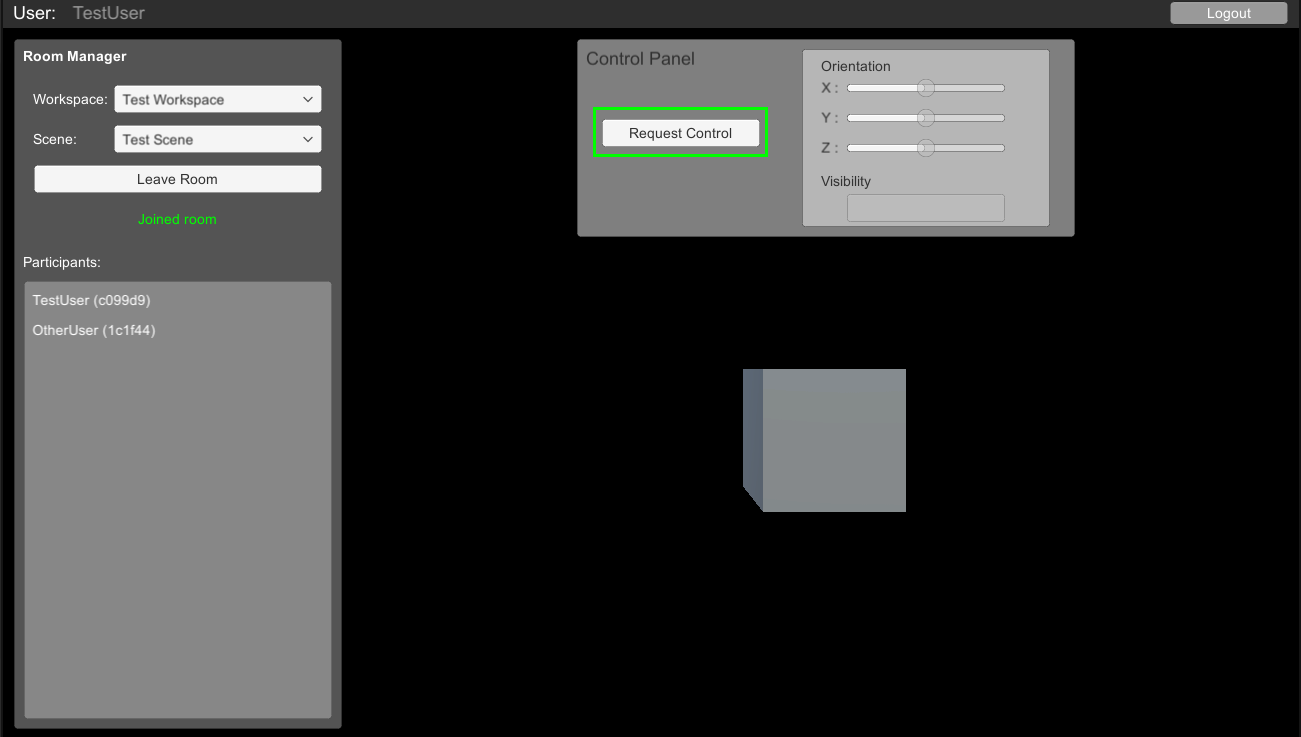Screenshot with request control button