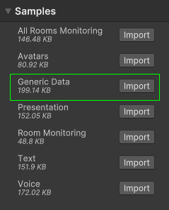 Screenshot of the Package Manager's Presence samples