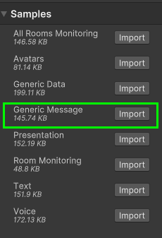 Screenshot of the Package Manager's Presence samples