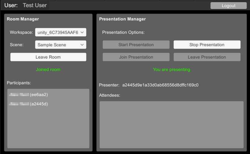 Screenshot of presenting