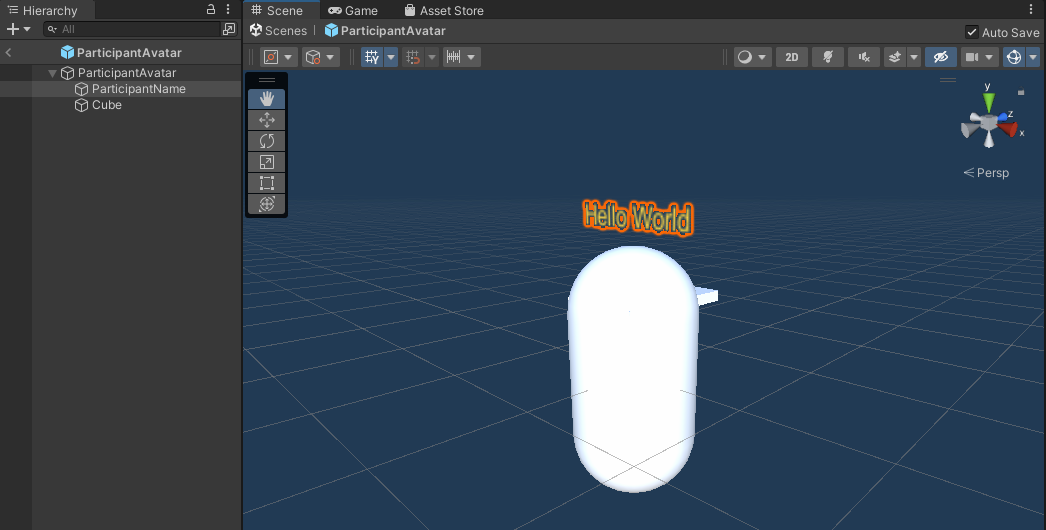Screenshot of creating a prefab with some geometry and text