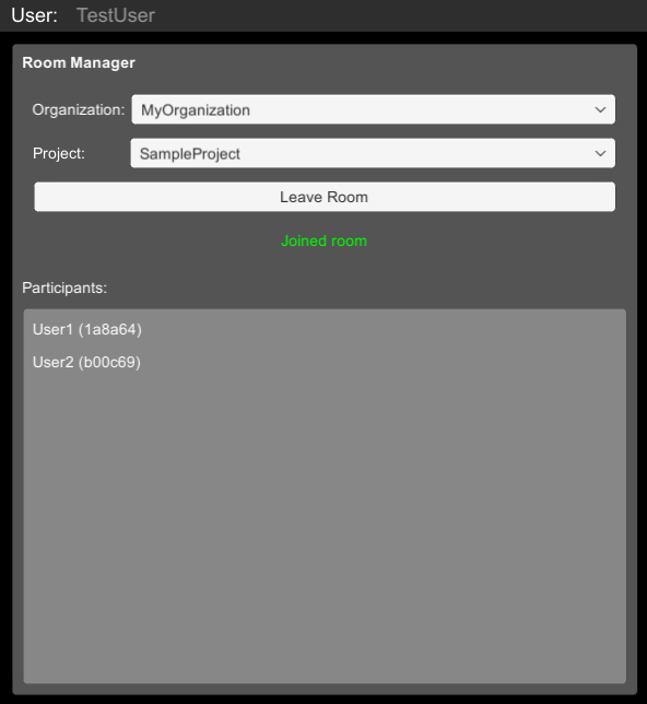 Screenshot of a joined room