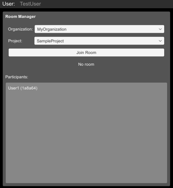 Screenshot of a room participant