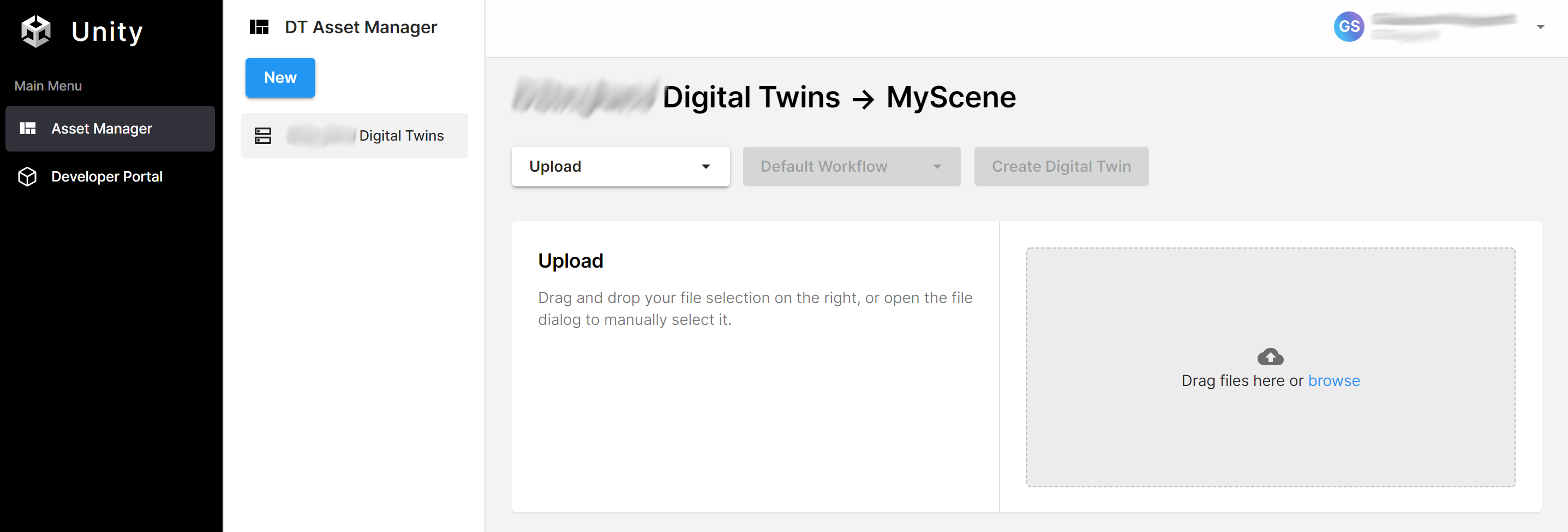 Screenshot that displays uploading a file for your digital twin