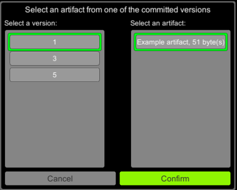 Select Artifact Screenshot