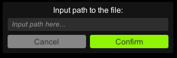 Screenshot of the 'Input path to the file' prompt