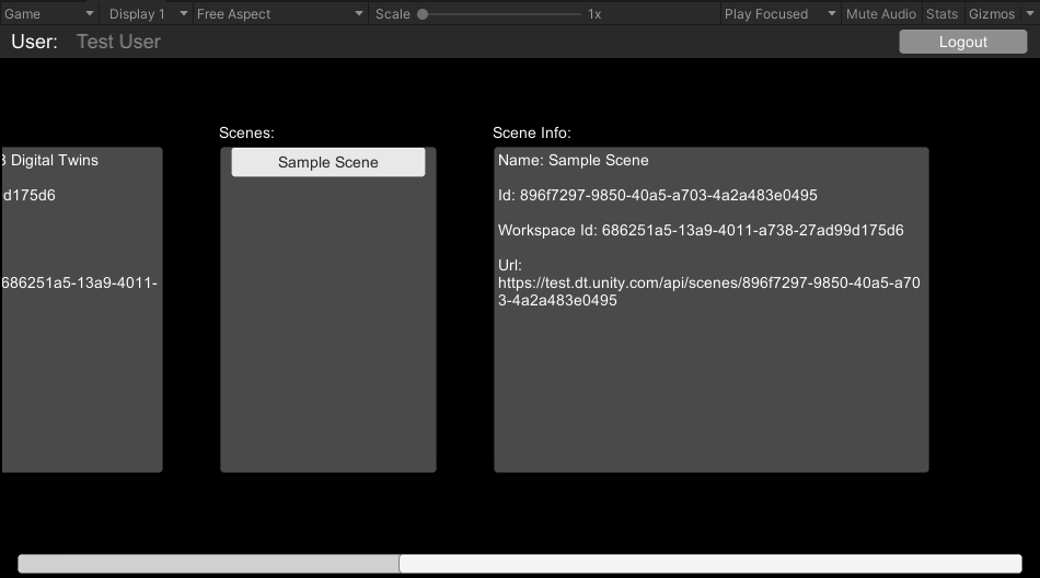 Screenshot of the Scenes and Scene Info sections