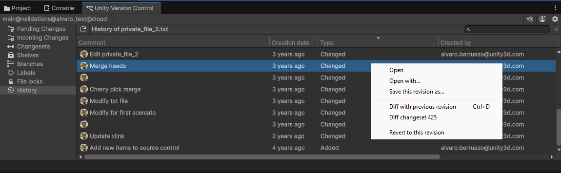 File history view
