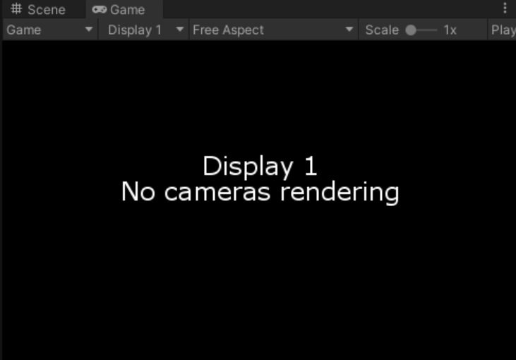 Screenshot of the No cameras rendering message