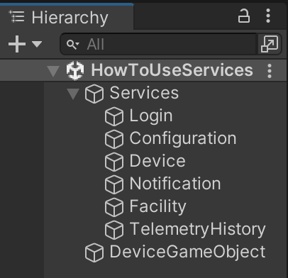 Screenshot of the How To Use Services hierarchy