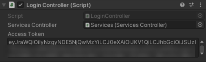 Screenshot of the login controller information