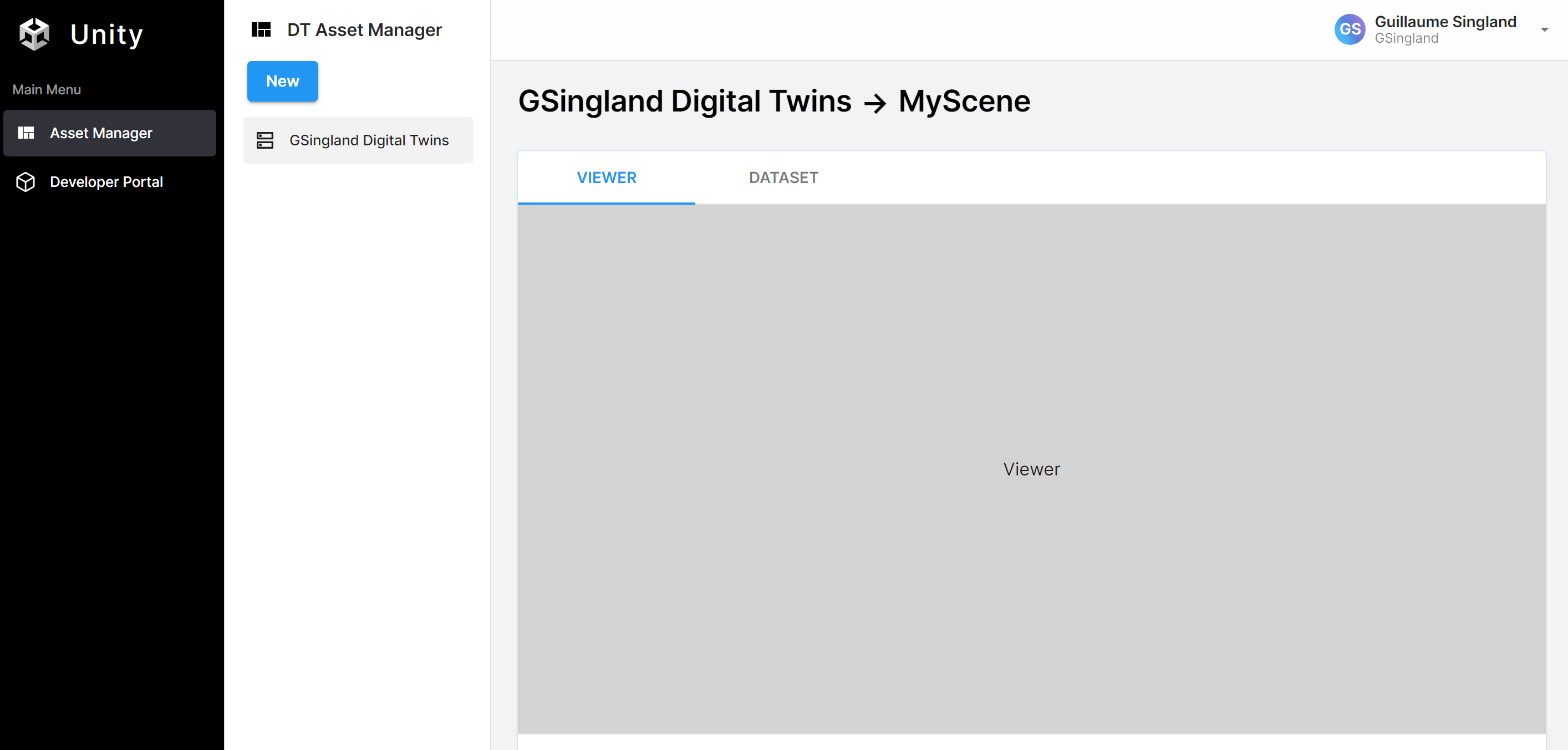 Scene overview in the DT Portal