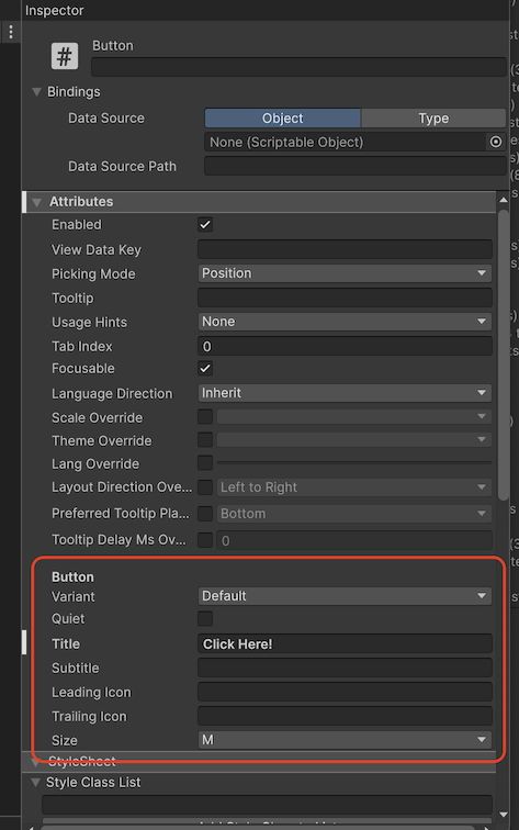 UI Builder Inspector panel showing App UI Button properties and styling options