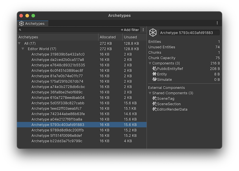 Archetypes window with an archetype selected