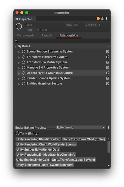 Entity Inspector Relationship tab