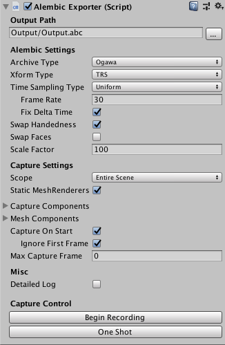 The Export Settings window