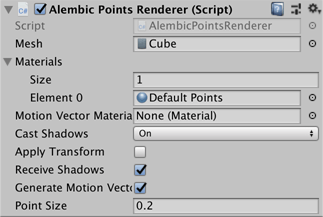 Alembic Point Renderer component options