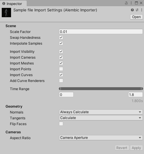 The Import Settings window