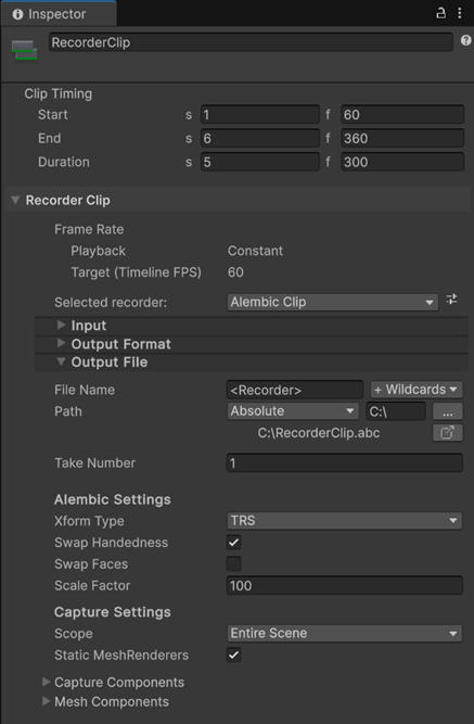 Recorder clip properties