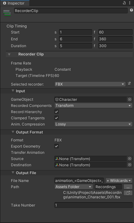 Recorder clip properties