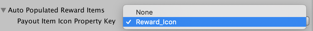 Selecting the Payout Item Icon Property Key