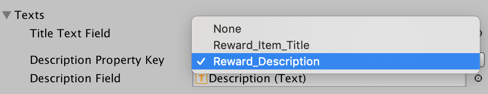 Selecting the Reward Description Key