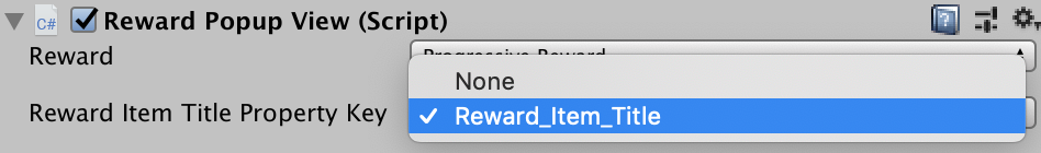 Selecting the Reward Item Title Property Key