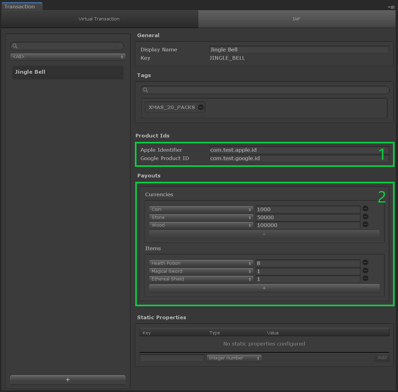 The IAP Transaction Editor Window