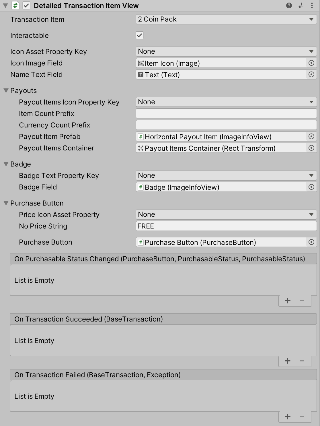 Detailed Transaction Item View Component