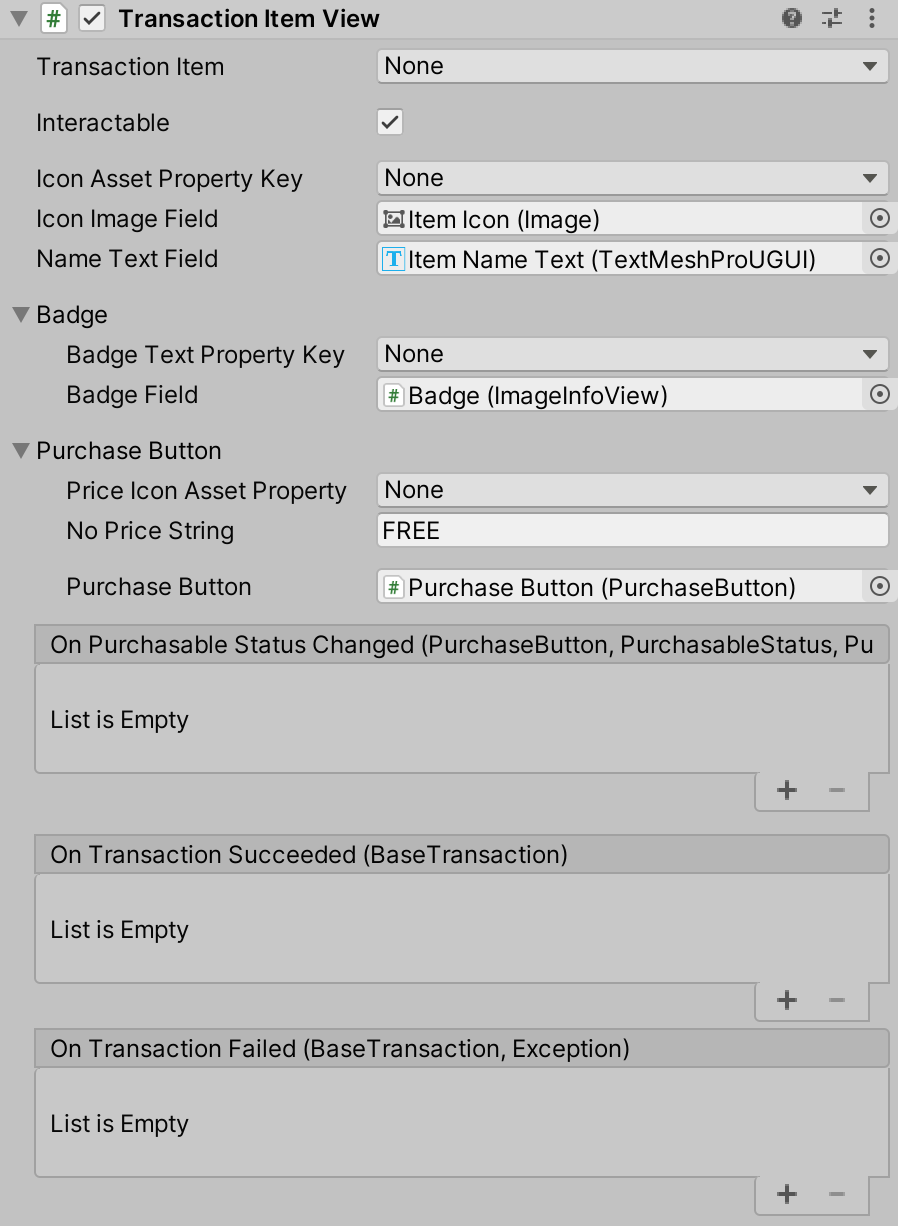 Transaction Item View Component