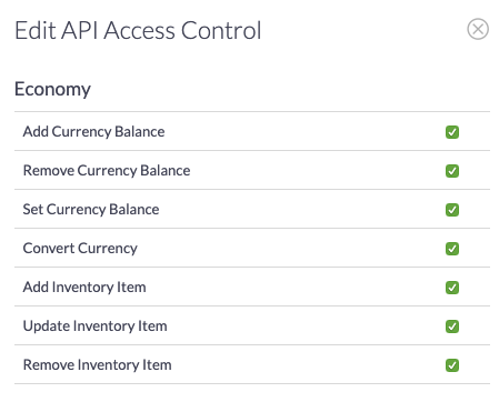 The Edit API Access Control window