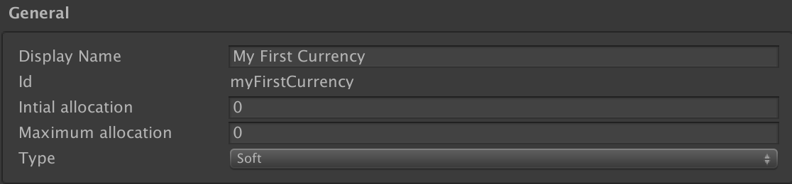 The specific fields of the Currency Editor