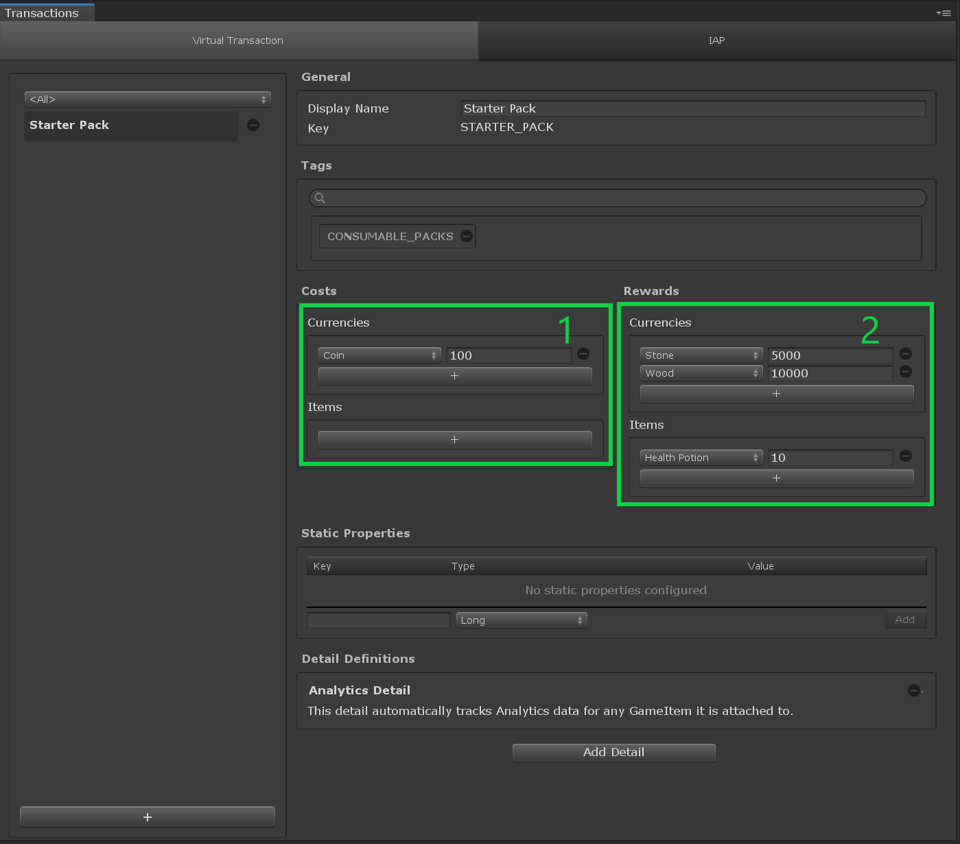 The Virtual Transaction Editor Window