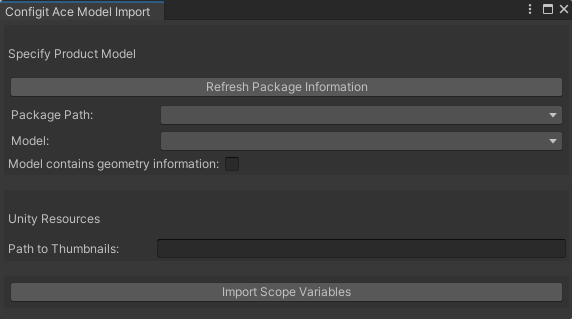 Model import dialog