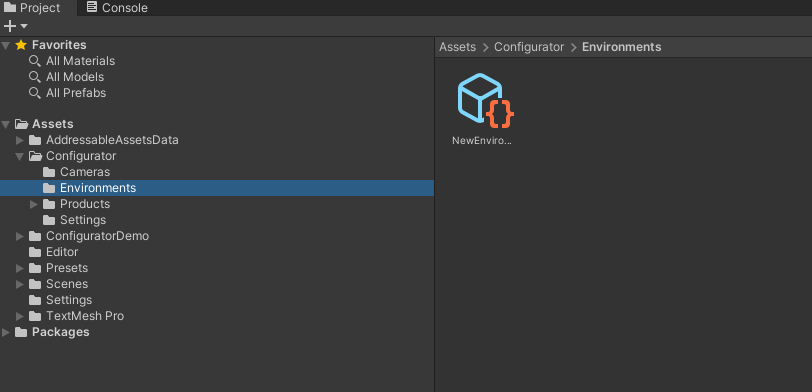 New Environment Asset in the Editor