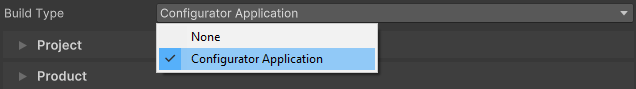 Select build type - Configurator