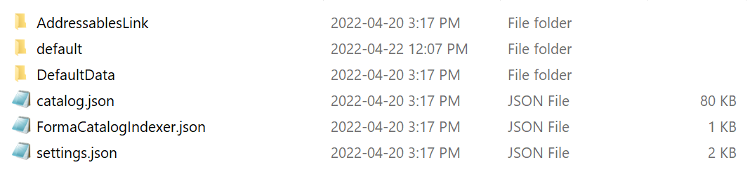 Screenshot of the build files
