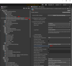 Screenshot of the UseUnityWebRequestForLocalAssetBundles property