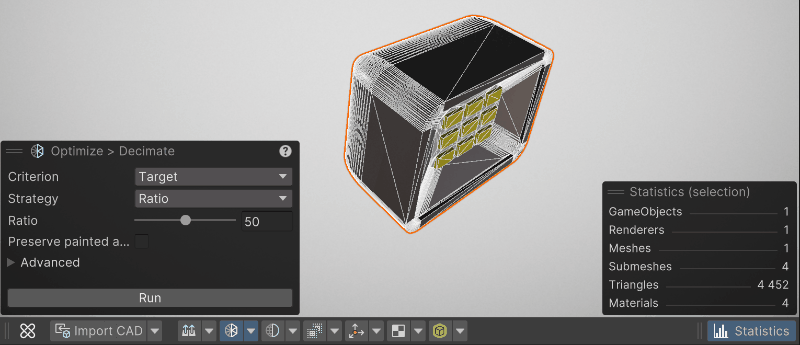 Statistics panel | Pixyz Plugin for Unity | 3.1.1