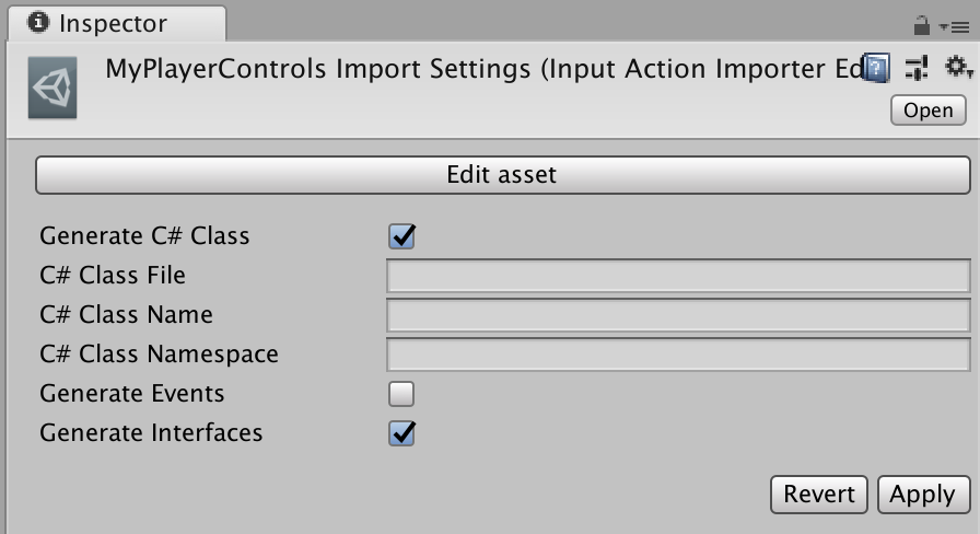 MyPlayerControls Importer Settings