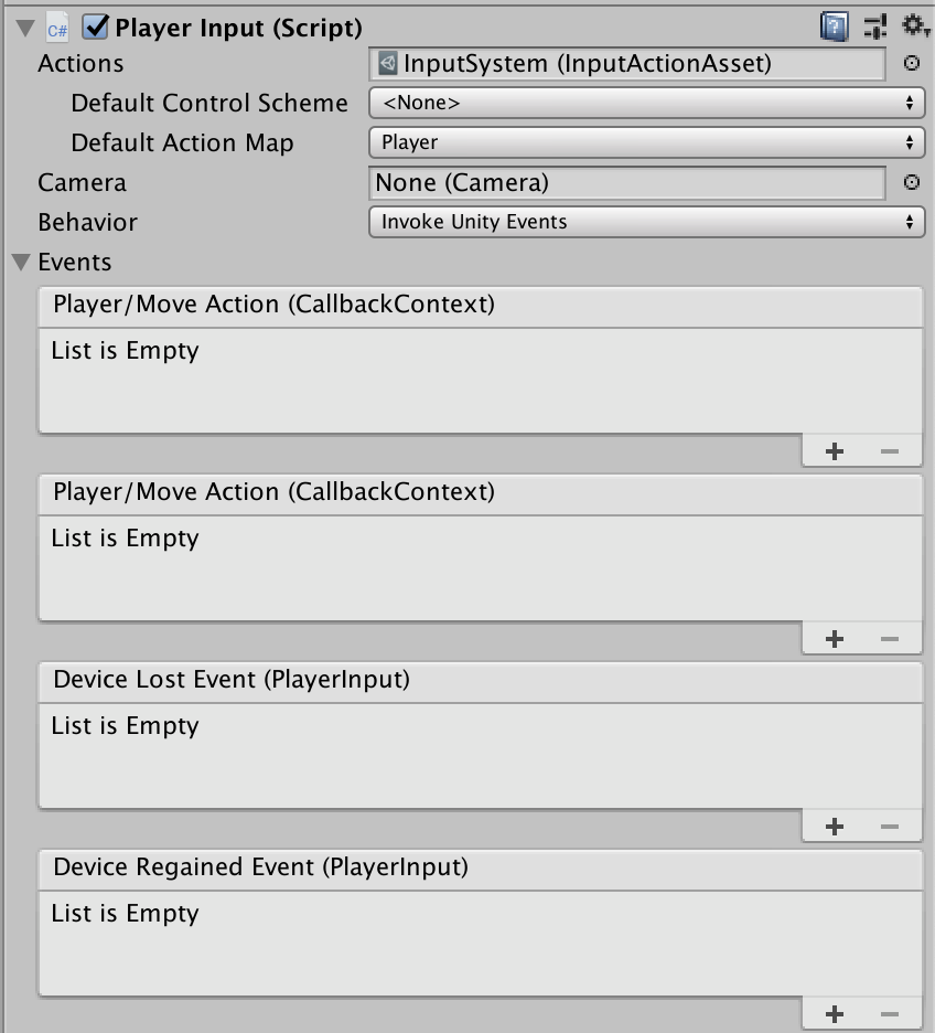 PlayerInput UnityEvents