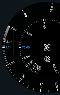 Focus Distance and Aperture dial