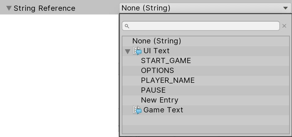 String Table Entries can be selected through the inspector.